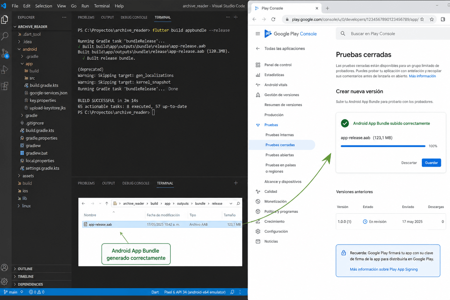 Cómo publicar una app Flutter en Google Play generando un Android App Bundle firmado.